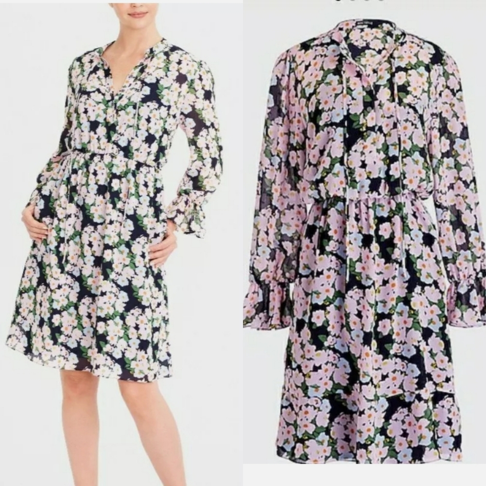 J. Crew | Drapey Floral Tie Front Dress - Picture 2 of 7